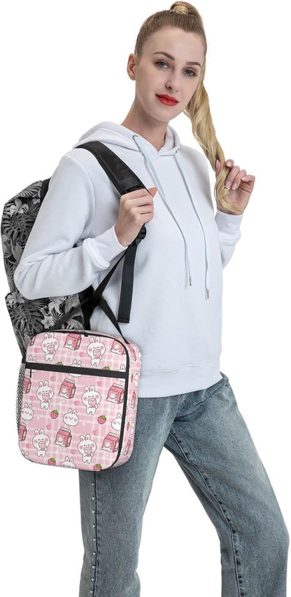 Bunny Milk Lunch Box Reusable Insulated Lunch Bag Thermal Cooler Tote For Boys Girls Teen School Men Women Picnic Travel Hiking