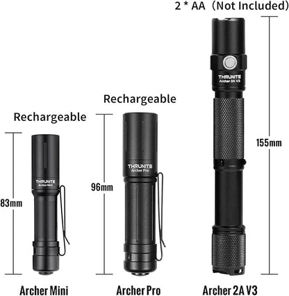 ThruNite EDC Flashlight Archer Mini, 405 Lumens Tail Switch LED Flashlight, USB C Rechargeable Little Pocket Penlight for Camping, Outdoor, and Emergency - Cool White