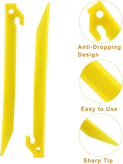 36 Pcs Plastic Tent Stakes, 9 Inch Heavy Duty Plastic Camping Stakes Tent Pegs for Sand, Beach, Woods, Yellow