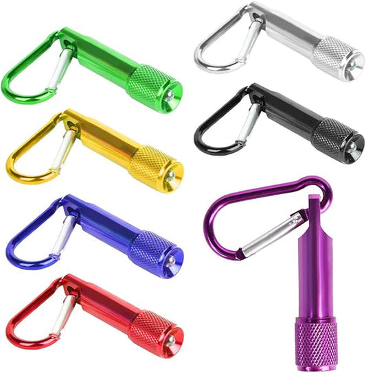 PROLOSO Mini LED Flashlight Keychains Portable Flashlight Keyring Carabiner Toys Bulk for Kids Party Favors Camping Hiking 15 Pcs