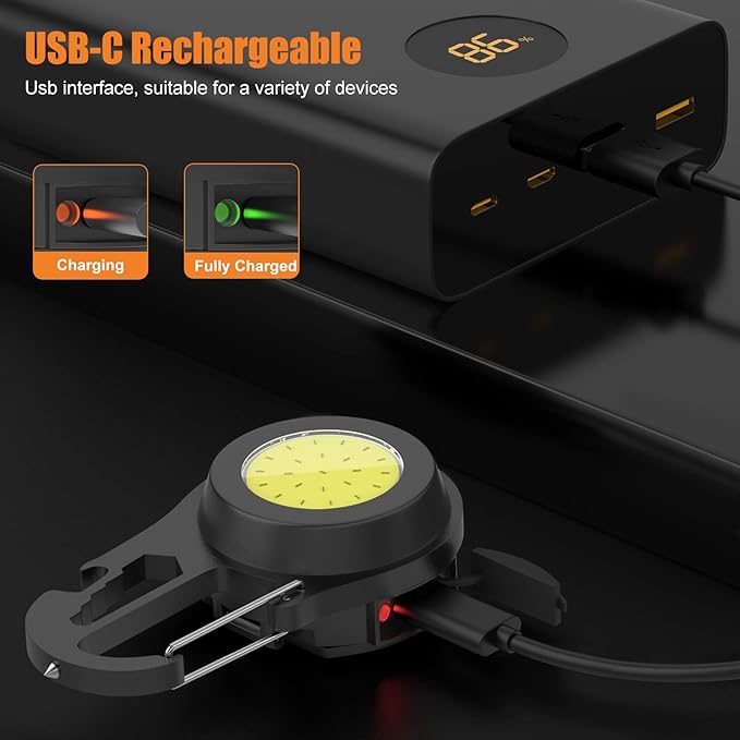 Mini Flashlight COB Small Flashlight 800Lumen Rechargeable Light Keychain Flashlight Portable Pocket Light Folding Stand Magnetic Flashlight for Camping,Fishing,Walking,BottleOpener (dark gray02)