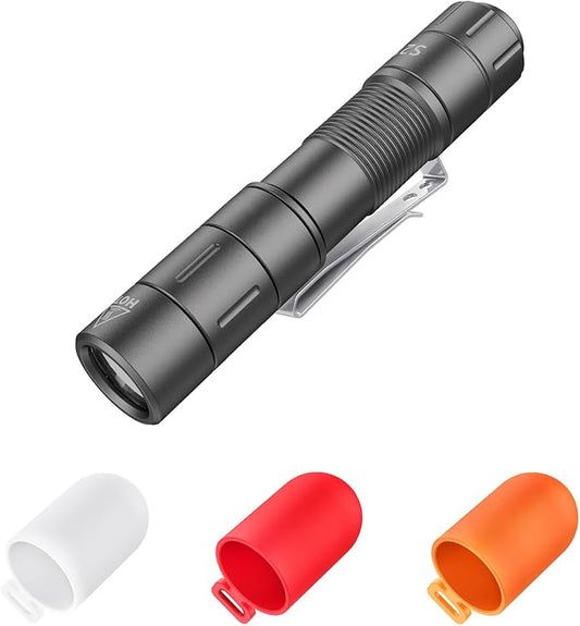 FZH S21 Rechargeable LED Flashlight 880 Lumen Mini EDC Tail Switch Flashlight (Powered by USB Rechargeable Battery), Slim Pocket Flash Light with On/Off Locking Mode for Camping, Outdoor, Emergency