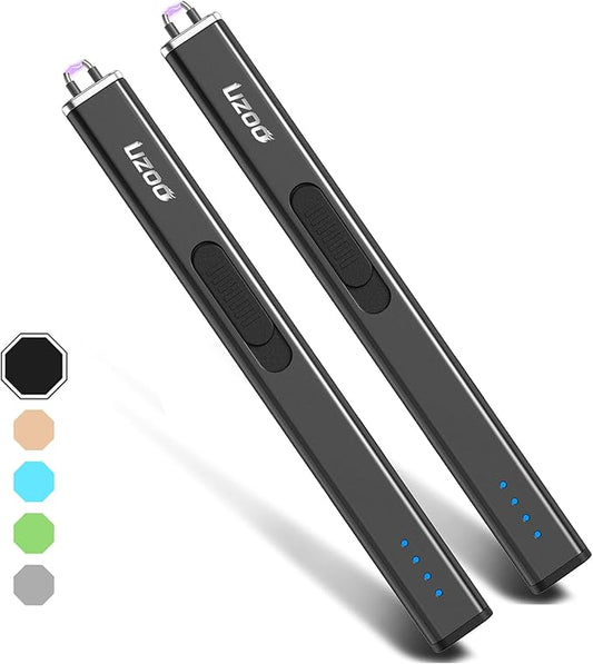 2 PCS Lighter Electric Candle Lighter Rechargeable Arc Long Lighter Flexible Neck Flameless Grill USB Lighters for Candle Aromatherapy Camping BBQ Gas Stoves (Obsidian Black)