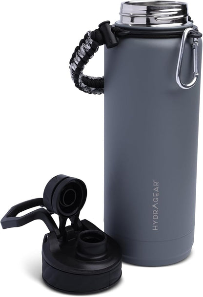 Zenith Chugger Stainless Steel Bottle with Carabiner, Compass, Signal Whistle, and Fire Starter - 40 Oz - Graphite Powder Coat