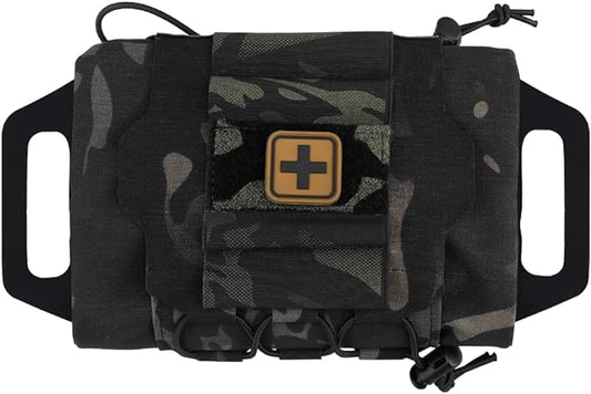 SABADO Rapid Deploy IFAK Pouch First Aid Kits Pack Tactical Two-piece System Medical Supply Holder Roll Carrier Hypalon Handle Outdoor Sport Hunting Bag Laminated Matting Fabric