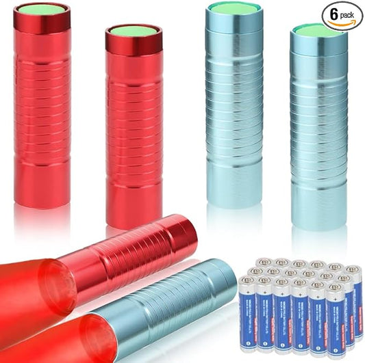 6 Pack Red Light LED Flashlight Mini, Red Flashlight Red Torch for Astronomy, Aviation, Night Observation and Animal Observation (3 Pack Blue+3 Pack red)