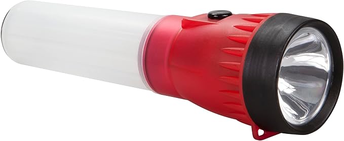 Life Gear LED Flashlight with Glow Handle, Emergency Flasher and Storage Compartment, RED