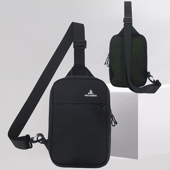 Peicees Small Sling Bag for Women Men Trendy Casual Phone Chest Bag Waterproof Crossbody Daypack