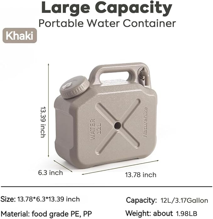 Naturehike Camping Water Container, 3.17/5.28 Gallon Portable Water Container with Spigot, Water Tank, Portable Emergency Water Storage Camp Water Jug for Camping, Hiking