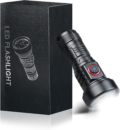 Rechargeable Flashlights High Lumens, Small LED Flashlight 2000 Lumens, EDC Super Bright Flashlight, IP68 Waterproof Flashlights for Camping Hiking Emergencies -Black