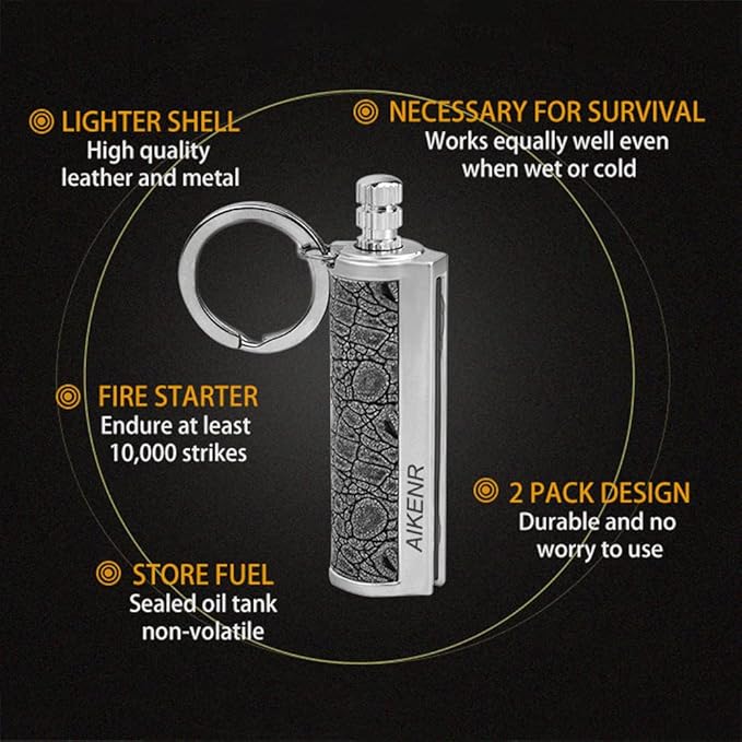 Permanent Match, Keychain Flint Metal Matchstick Fire Starter, Waterproof Emergency Flint Fire Starter for Outdoor Camping Survival,Great Gift