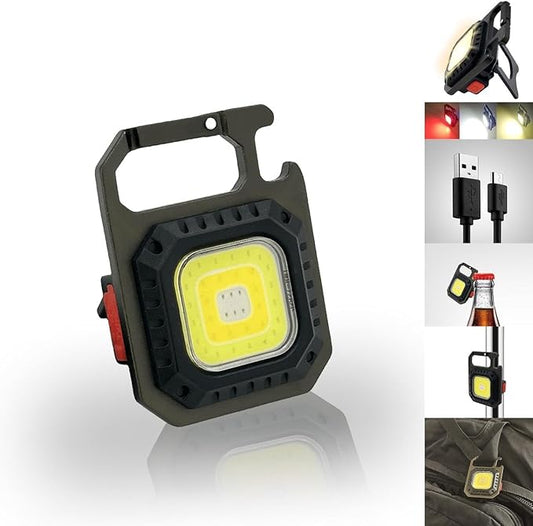 Flashlight Keychain Light, 7 Light Modes Waterproof Portable Pocket Light with Battery Display Bottle Opener Magnet for Walking Camping