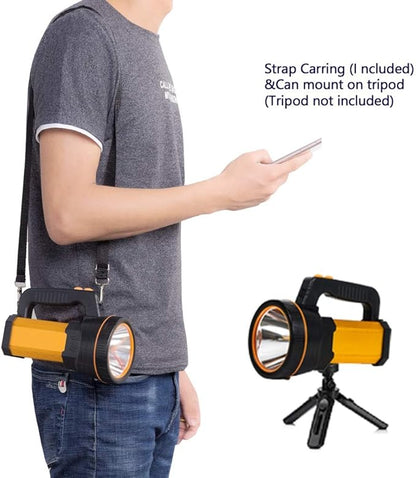 Powerful Led Flashlight High Lumens Rechargeable, Super Bright Handheld Spotlight Flashlight Large Ultra Long Lasting Portable High Power Big Searchlight
