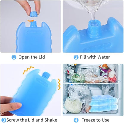 Bodaon Ice Packs for Lunch Boxes, Lunch Cooler Bag, Reusable Small Lunch Box Ice Pack for Cooler, Lunchbox Accessories, Lunch Bag Freezer Long Cold Blue Ice Packs Blocks for Coolers, Kids, Adults