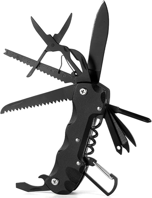 15-in-1 Stainless Steel Multitool Pocket Knife with climbing hook