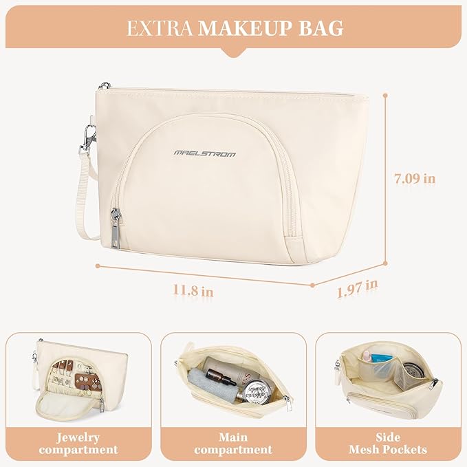 Maelstrom Gym Bag for Women,40L Travel Duffel Bag with Shoes Compartment and Wet Pocket,Waterproof Carry On Weekender Bag,Sport Gym Tote Bags Swimming Yoga, Hospital Holdalls-Beige