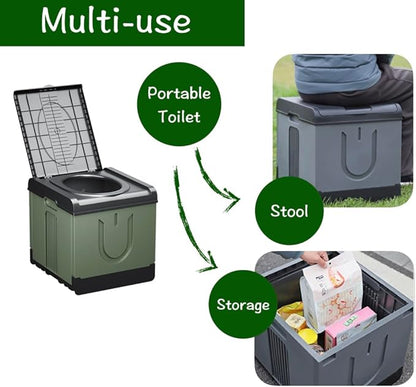 Extra Large Plus Size Big and Tall Portable Toilet, Ideal as Porta Potty for Adults, Camp Toilet, Travel Potty for Car, Trucker or Boat. Poo Gel and Bags Included. Grey Black