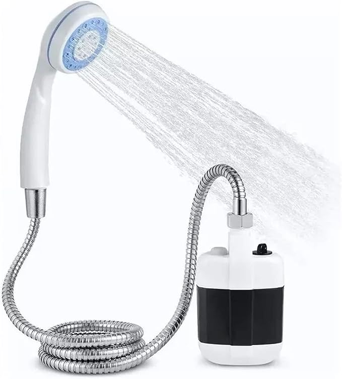 Portable Outdoor Shower with Shower Pump, 2200mAh Battery Powered Camping Shower with 59.1Inch Hose, Water Saving, Camping Showerhead for Beach Hiking