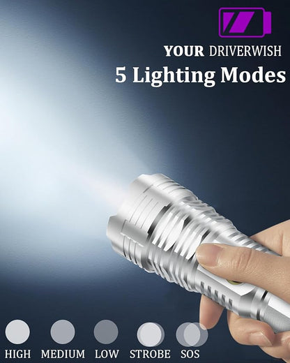 Rechargeable 990000 High Lumens LED Flashlights,LightLink Super Bright Flashlight with 5 Modes & IP65 Waterproof for Home,Camping