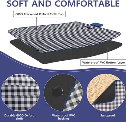 K Y KANGYUN Outdoor Picnic Blanket, Extra Large Beach Blanket, Foldable Lightweight Waterproof Sand Mat, Picnic Blanket 80" x 60" for Beach Camping Hiking Park Patio (Dark Blue, 80x60 inch)