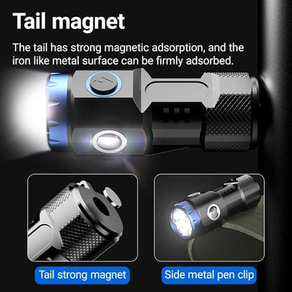 ALONEFIRE X88 LED Mini Flashlight High Lumens USB C Rechargeable Small Flashlight with Side COB Light ABS Shell 6 Light Modes Magnetic with Clip, Lampshade, Built-in Rechargeable Battery for EDC