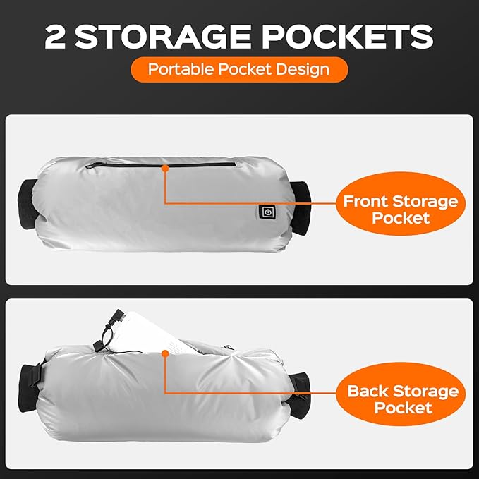 Hand Warmer Pouch with 10000 mAh Rechargeable Battery, Up to 15 Hours of Warmth Electric Heated Hand Muff, Ideal for Football, Golf, Hunting, Fishing, Camping, Winter Outdoor Walk - Black