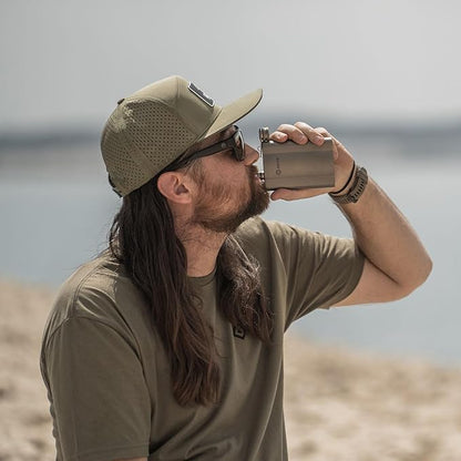 GRITR Titanium Hip Flask 6 fl oz/180 ml w/Filler Funnel & Screw Cap Clip for Camping, Hiking, Backpacking, Travel, Outdoor Events, Picnics, Parties | Ultralight Pocket Drinkware for Men & Women