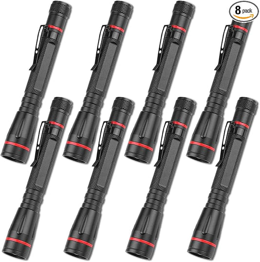 LED Flashlights (8 Pack), High Lumens LED Pocket Pen Light Penlight with 3 Modes, Small Flashlight, Zoomable, Powerful and Bright for Outdoor, Emergency Use