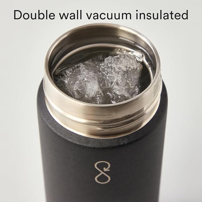 Ocean Bottle - Recycled Stainless Steel Drinks Reusable Water Bottle - Eco-Friendly & Reusable - Obsidian Black - 17 oz