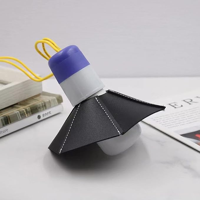 Small Leather Lampshade - Vintage Type Decoration - Flashlight Spotlight - Camping - Hand Stitched (Black)