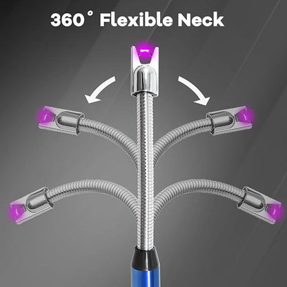 4 Pack Candle Lighter Electric Lighter Rechargeable Arc Lighter Windproof Flexible Neck Long Lighter Rotate 360 Plasma Lighter USB Flameless Lighters with LED Battery Display Candles Grill BBQ Camping