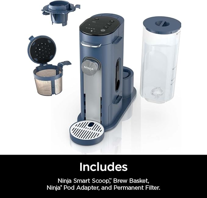 Ninja Pods & Grounds Single-Serve Coffee Maker, K-Cup Pod Compatible, 56-oz. Reservoir, 6-oz. Cup to 24-oz. Travel Mug Brew Sizes, Iced Coffee Maker, Navy, PB041NV