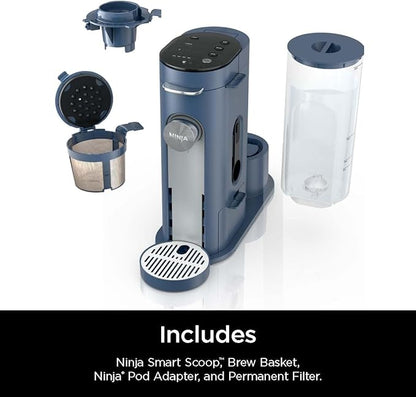 Ninja Pods & Grounds Single-Serve Coffee Maker, K-Cup Pod Compatible, 56-oz. Reservoir, 6-oz. Cup to 24-oz. Travel Mug Brew Sizes, Iced Coffee Maker, Navy, PB041NV