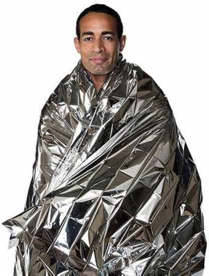 Emergency Mylar Thermal Blankets - 12 Pack | Survival Space Fire Blankets for Outdoor Adventures, Marathons, First Aid | Waterproof & Windproof | Ideal for Camping & Hiking