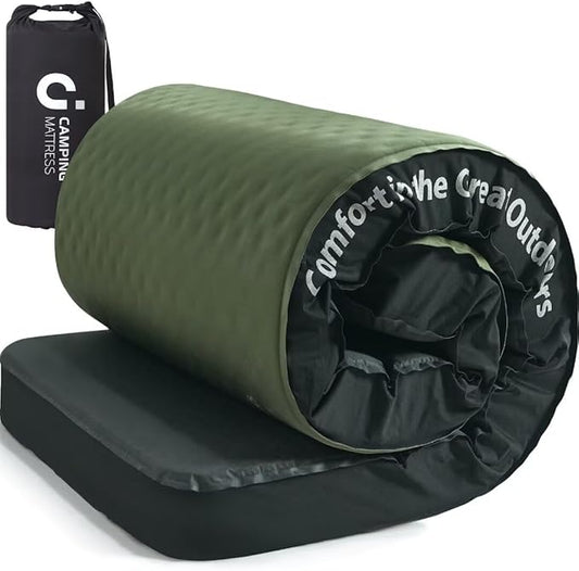 Cymula Camping Mattress 4 Ultra-Thick Self Inflating Sleeping Pad with Pump Sack with Memory Foam for Camping Bed 4-Season,Travel,Car,Tent,Home (75"x25"x4" Small Single)