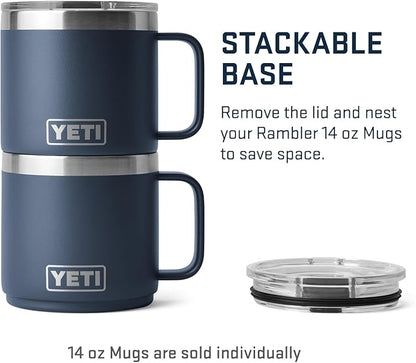YETI Rambler 14 oz Stackable Mug, Vacuum Insulated, Stainless Steel with MagSlider Lid, Navy