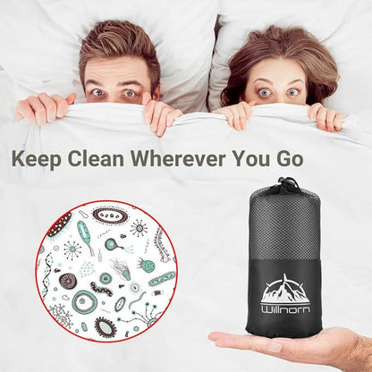 Sleeping Bag Liner,Travel Sheets & Adult Sleep Sack for Backpacking,Hotels & Hostels,Lightweight Single Camping Sleeping Bag Liners for Travel