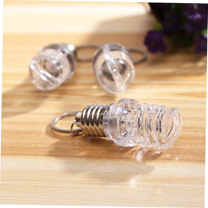 STOBOK 10pcs Spiral Light Bulbs Flashlight Keychain Mini Flashlight Keychain Light Lamp Keychain for Kids Adults Hiking Camping Party Favors Goody Bag Fillers Prizes