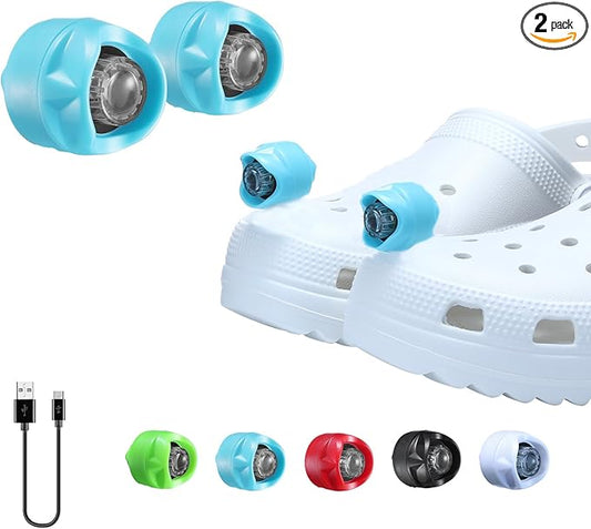RAHAN Croc Lights for Shoes,2 PCS Croc Headlights,Light Up Charm Accessories for Adults Croc, Hands-Free Night Light, Camping Lights, IP65 Waterproof Light, Blue