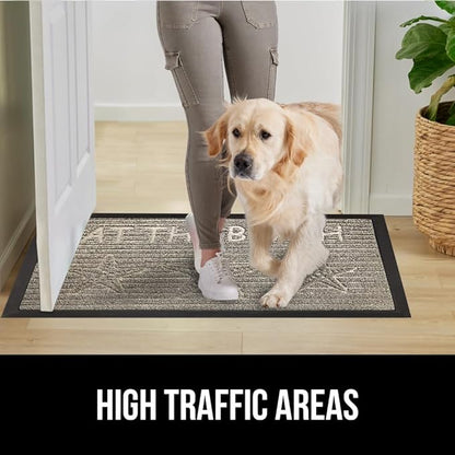GORILLA GRIP 100% Waterproof All-Season WeatherMax Doormat, Durable Natural Rubber, Stain and Fade Resistant, Low Profile, Indoor Outdoor Door Mats, Easy Clean Patio Entrance Mat, 17x29, Sand Beach