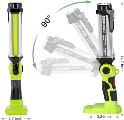 for Ryobi 18V Light Cordless Powered LED Spotlight YEX-BUR 25W 2000LM LED Work Light for Ryobi 18v ONE + Li-ion NiCd NiMh Batteries Portable Handheld Flashlight Floodlights Camping Light with Hook