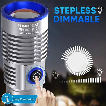 NAKCNM Magnetic Flashlight LED Rechargeable Flashlights High Lumens, 25000lm 4 Modes with Clip&Diffuser, Waterproof Super Bright Flashlights for Home Emergency Camping, Dimmable (Black+Silver)