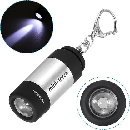 PATIKIL 2.1" Mini Rechargeable LED Keychain Flashlight, EDC Portable Small Torch with USB Charging for Everyday Carry, Silver