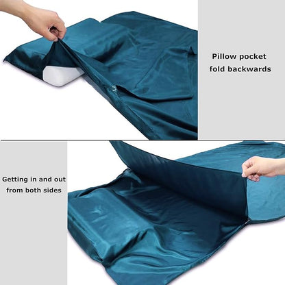 Browint Silk Sleeping Bag Liner, Silk Sleep Sack, Extra Wide 87"x43", Lightweight Travel Sheet for Hotels, More Colors for Option, Reinforced Gussets