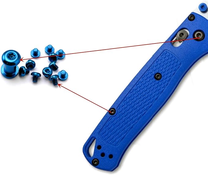 1x Blue Deep Carry Pocket Clips Stainless Steel Attachments +Titanium Screws Pivot Set for Benchmade 535 Knife Make Your Knife Turn Blue All Over