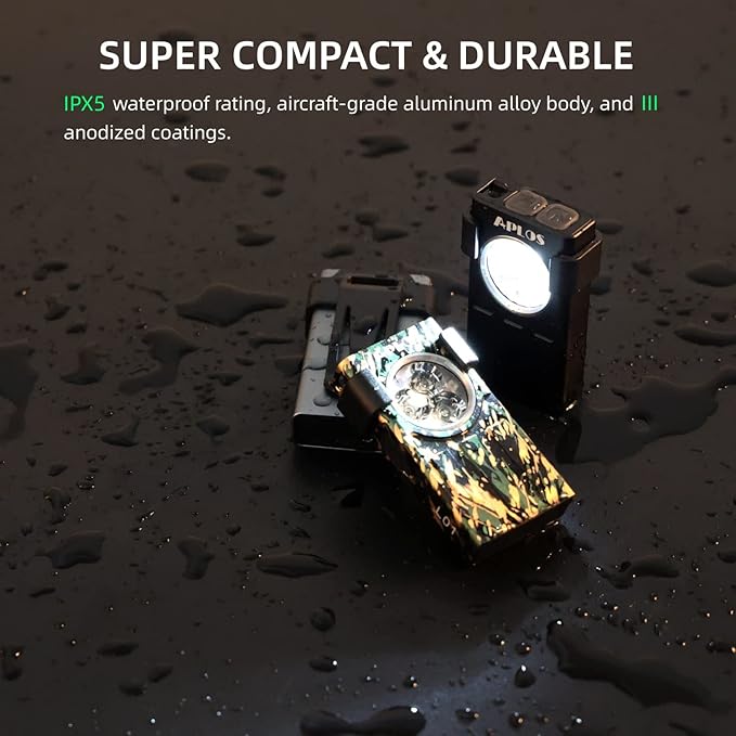 APLOS L01 1100 Lumens Rechargeable Mini EDC Flashlight, Magnetic Base & Clip, Bright Pocket Flashlight for Outdoor, Emergencies, Powered by Built-in Battery, Type-C Charging (Camouflage)