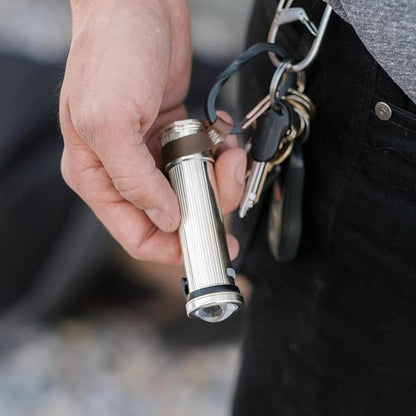 Barebones Mini Flashlight - Rechargeable 4-Inch Flashlight Great for Camping, Travel, and More - Antique Style Flashlight with 4 Light Settings and a Copper Magnetic Base (Aluminum)