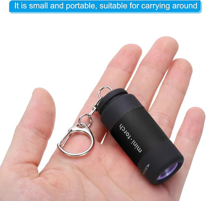 PATIKIL Mini Keychain Flashlight, Pocket LED Flashlight Portable Torch USB Rechargeable for Outdoor Camping Party, Black