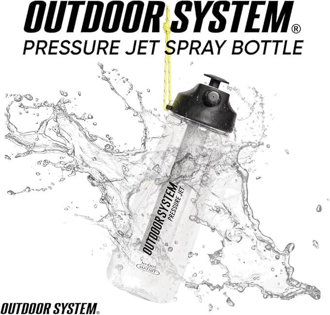 Outdoor System Pressure Jet Spray Bottle 700 ML Black Versatile Bottle Sprayer: w/Jet, Shower or Mist Settings, Portable, Hand Body Wash, Heat or Tanning Face Mister, Beach, Gym, Camping, Boating