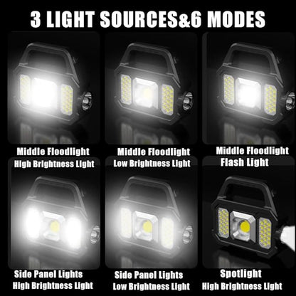 Rechargeable Handheld Light Multifunctional Handheld Flashlight Portable Floodlight Work Light Waterproof LED Searchlight Spotlight with 3 Light Sources 6 Modes for Camping Hiking Emergency 4PACK